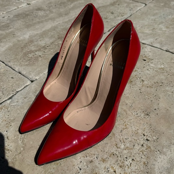 Stuart Weitzman Red Patent Leather Stuart Pumps Size 8.5 - Picture 8 of 9